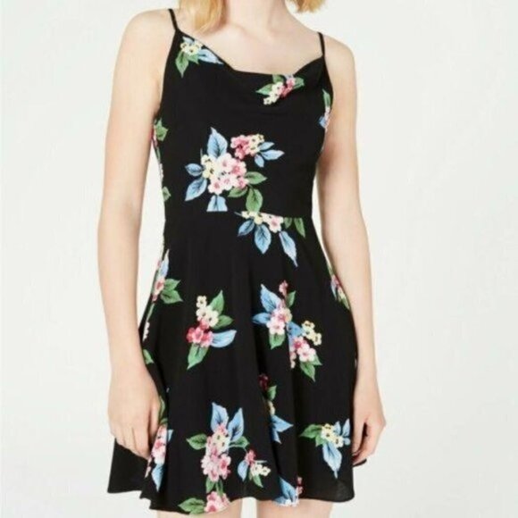 B Darlin Floral Cowl Front Neckline Dress - Picture 1 of 16